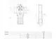 Technische Zeichnung eines Geräts von Syr, mit Querschnittsansicht und Maßangaben zu den Dimensionen, einschließlich Anschlussgrößen und Höhen.